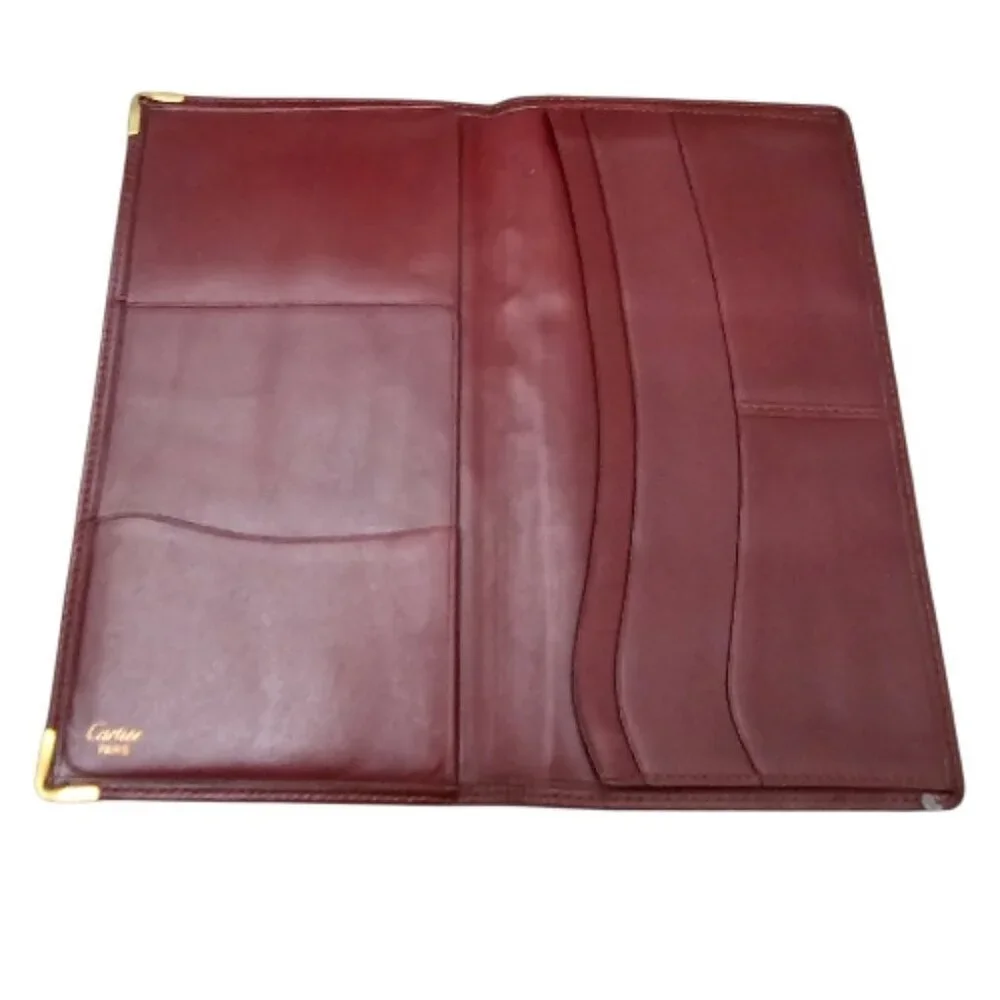 Cartier Must Les De Cartier Bi-fold Bordeaux Leather Vintage Long Wallet